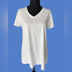 Classic V-Neck Short Sleeve Tee - White